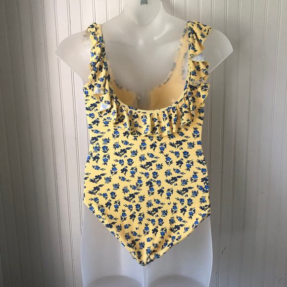 JESSICA SIMPSON Retail $98 Yellow Floral Delight Ruffle One Piece Size Medium - Picture 5 of 7